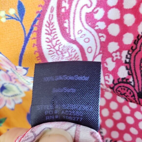 Hale Bob 100% Silk Bohemian Paisley Floral Print Blouse Top size XS Oversized - Picture 7 of 10